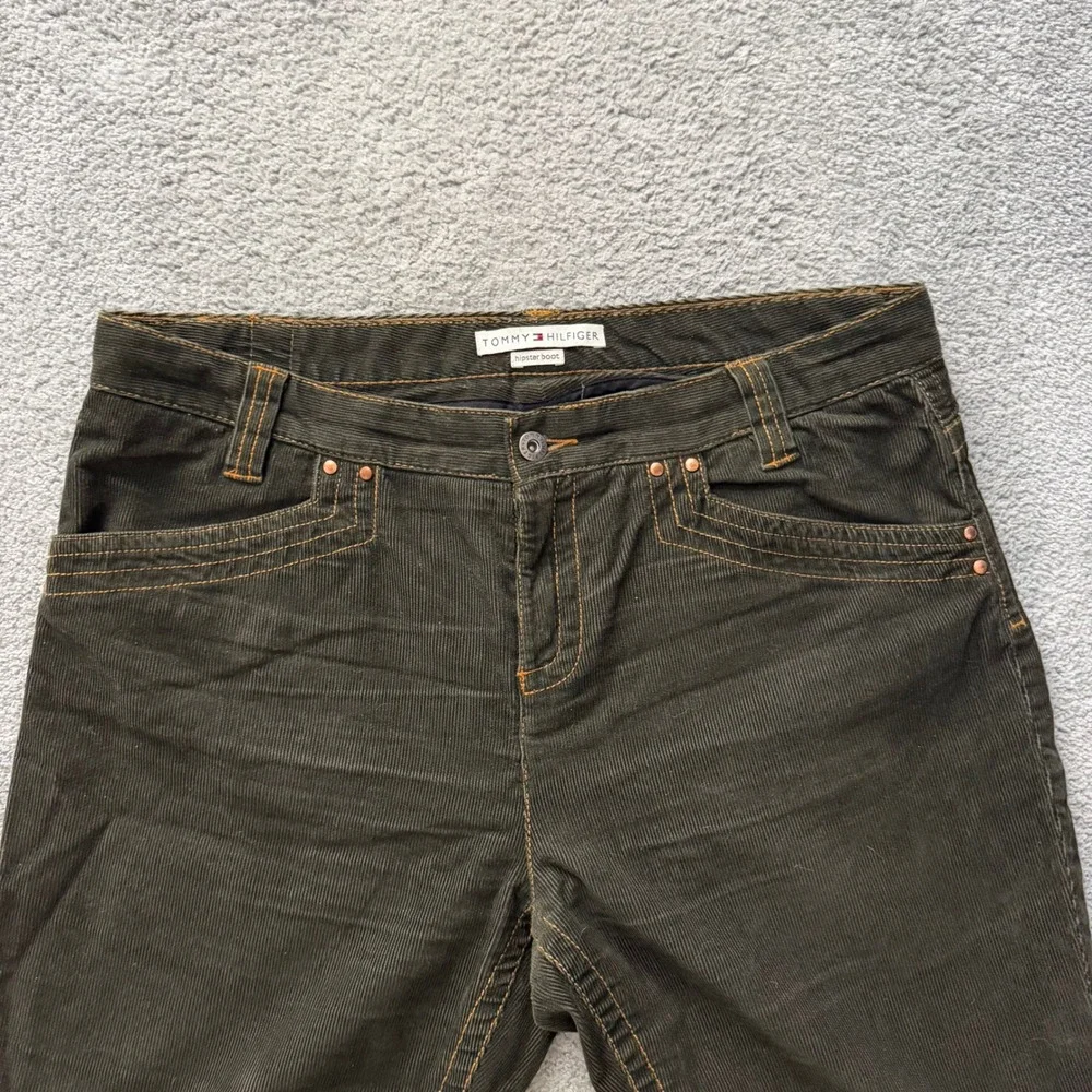Vintage Y2K Tommy Hilfiger Boot Cut Dark Green Corduroys, Size 14